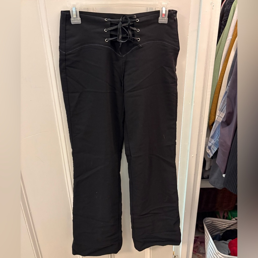 Black Lace-Up Pants
